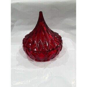 Red Glass, Shannon Crystal Designs of Ireland Hershey Kiss  Lidded Candy Dish